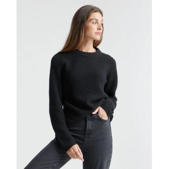 NWT Quince Mongolian Cashmere Fisherman Crewneck Sweater Womens Medium Pullover - Picture 1 of 10